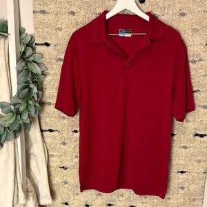 PGA Tour Red Polo Shirt Short Sleeve collared tee size L